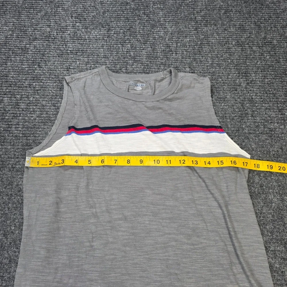 Old Navy Striped‎ Muscle Tank Top Boy's Size XL 14-16 Gray Sleeveless Shirt